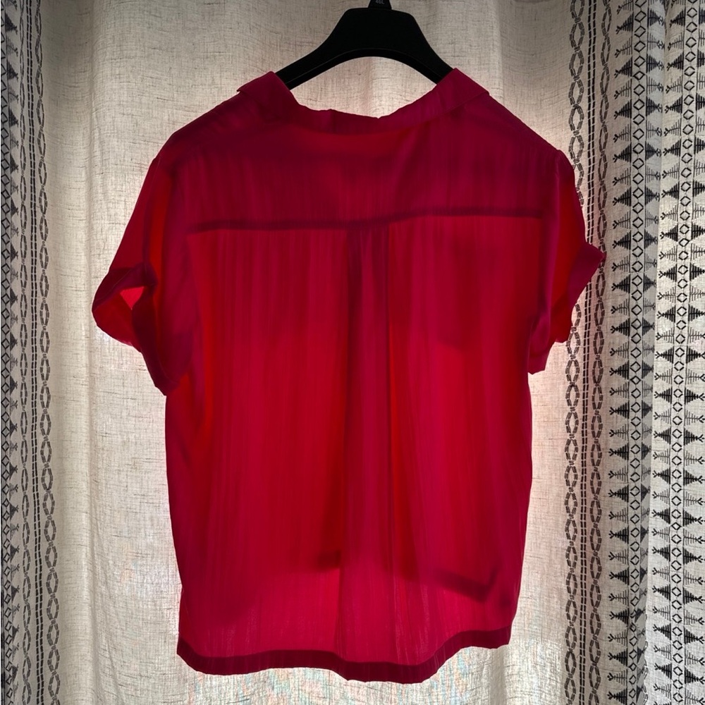 Anthropologie Pink Notched Collar Button Down Shirt - Picture 3 of 8